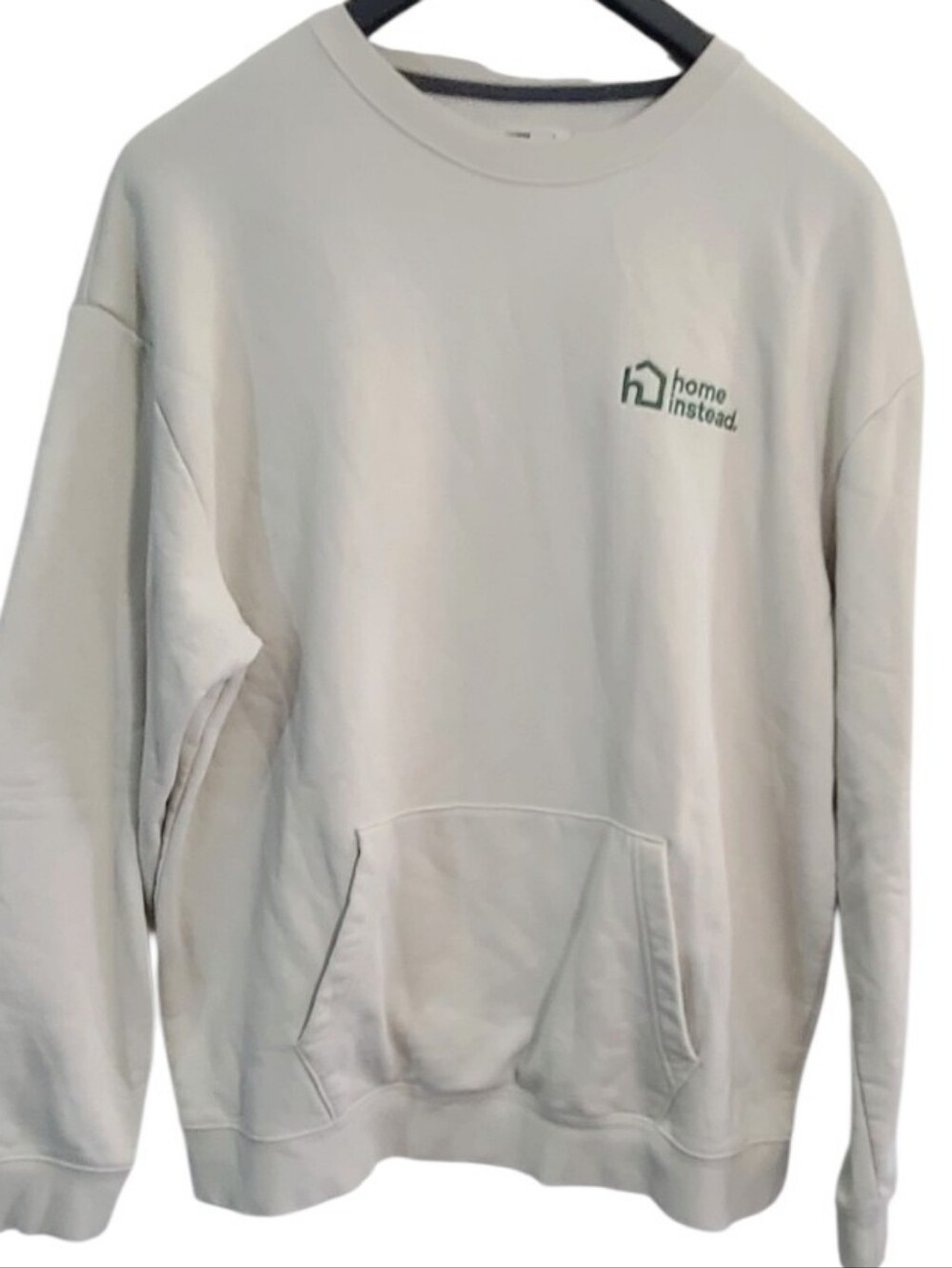 New Era Cream Crewneck Sweatshirt with Green Logo